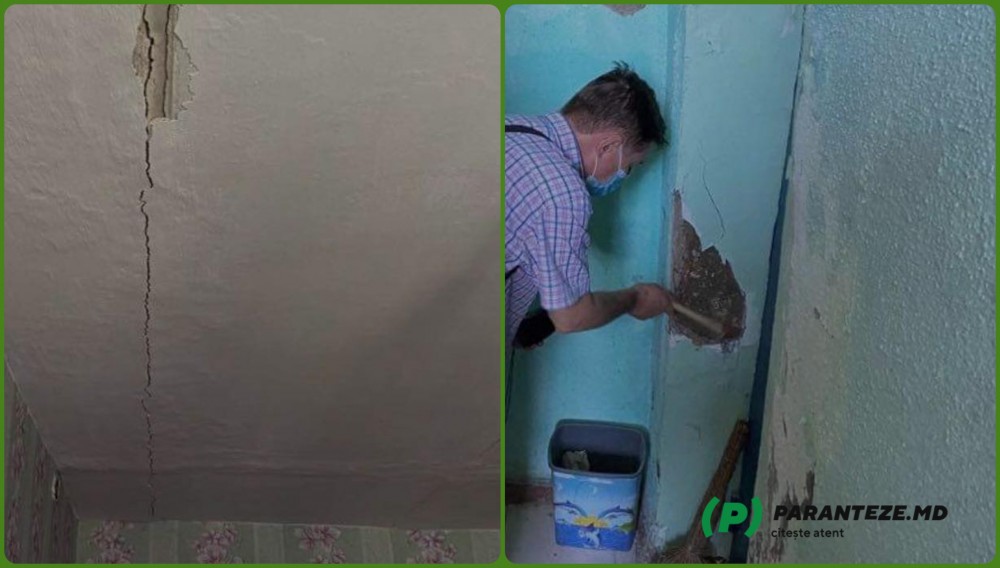FOTO // PANICĂ la Hâncești: Un bloc avariat riscă să se prăbușească în orice moment